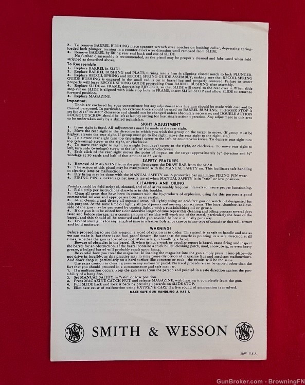 Vintage Smith & Wesson Model 52 Owners Instruction Manual S&W .38 Master-img-3
