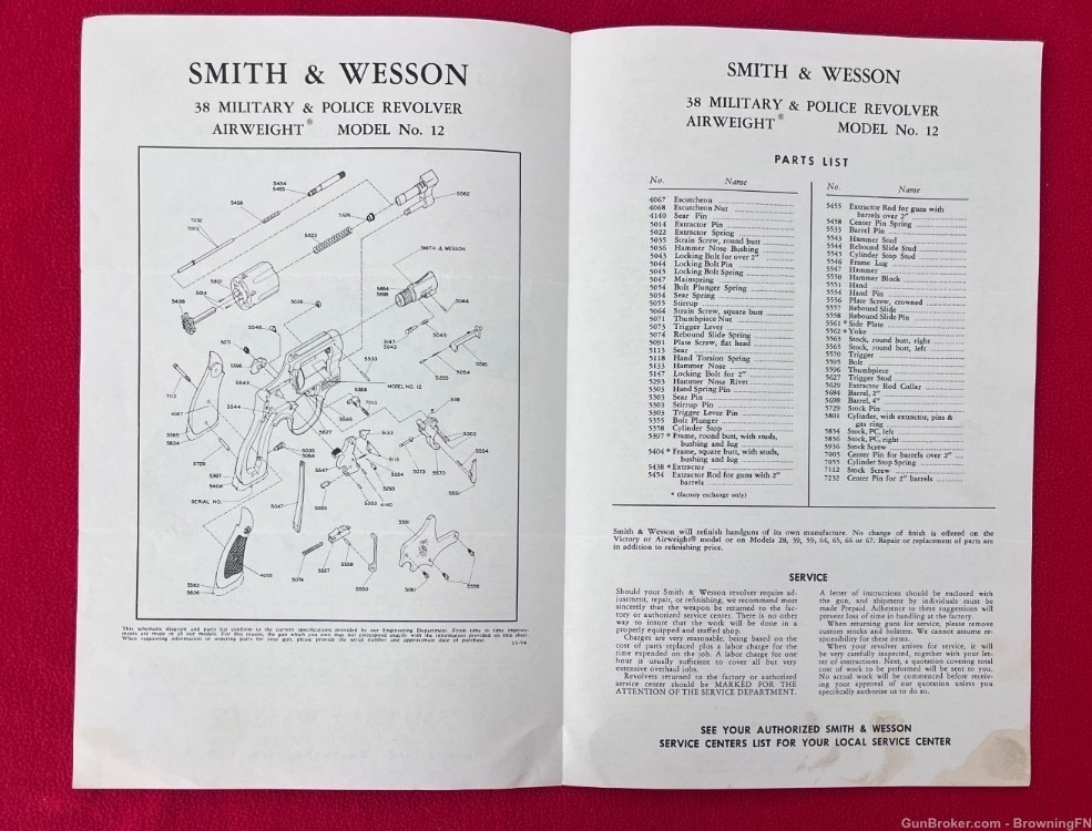 Vintage Smith & Wesson Model 12 Owners Instruction Manual S&W .38 M&P-img-1