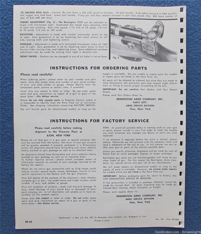 Vintage Remington Model 513T Owners Instruction Manual .22 Target-img-2