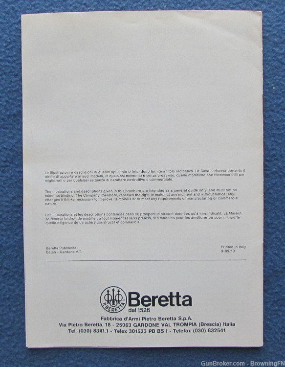 Vintage Beretta Side by Side Over Under Owners Instruction Manual Model -img-3