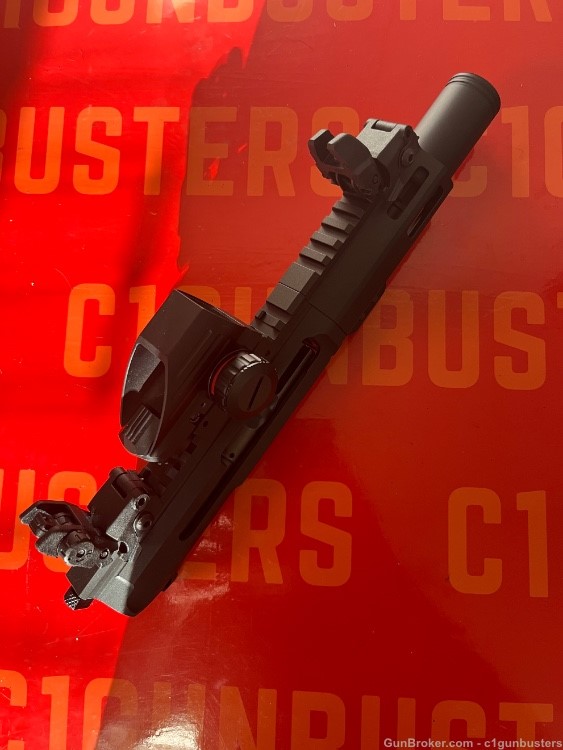 AR15 9mm 4” barrel side charging upper AR9 green dot sights co witness red -img-1
