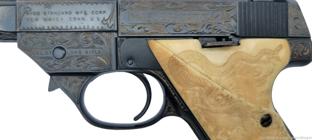 Custom Engraved HIGH STANDARD SUPERMATIC .22 Target Pistol -img-29