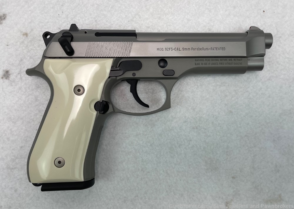 Beretta 92fs 9mm semi auto pistol stainless -img-2