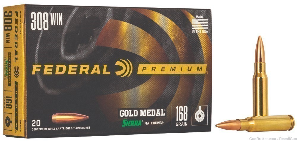 500 Federal GM308M Gold Medal Match 308 Win 168 gr Sierra MatchKing BTHP-img-0