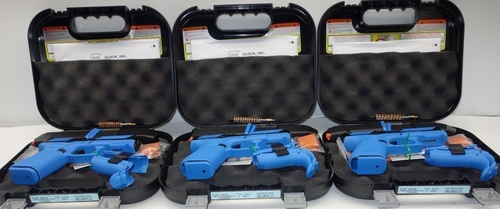 3) Glock Model 19T GEN 5 Blue Trainers-Consec Serials-Sim 9MM-NEW IN BOX-img-0
