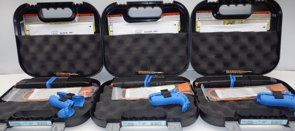 3) Glock Model 19T GEN 5 Blue Trainers-Consec Serials-Sim 9MM-NEW IN BOX-img-1