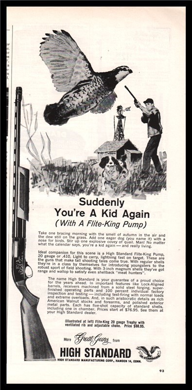 1963 HIGH STANDARD Flite-King Shotgun  PRINT AD-img-0