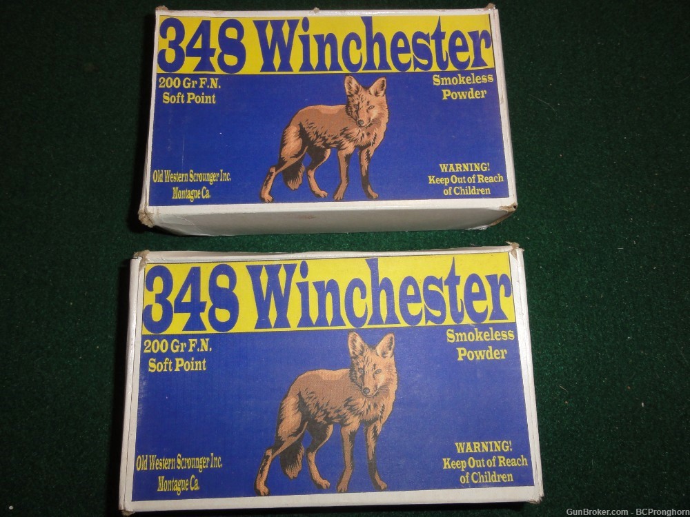 40 Rnds Ammo by Old West Scrounger for .348 Winchester, 200 gr FNSP-img-0