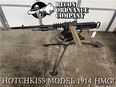 WWI Hotchkiss Model 1914 Heavy Machine Gun 8mm Lebel w/Original Mount, Ammo