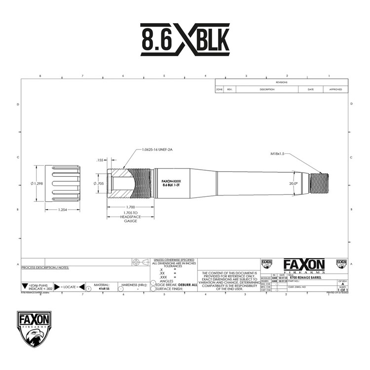 FAXON RemAge 8.6 BLK 16in Bolt Action Rifle Barrel (700B863N16NMQ)-img-7