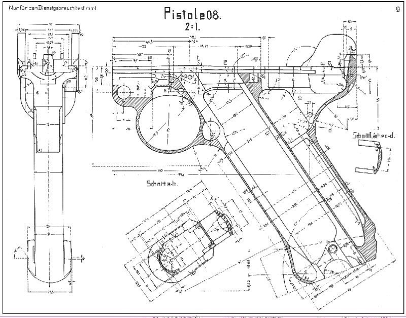 Luger Mod. 08 Measured Drawings, Blueprints, 45 pages!-img-1