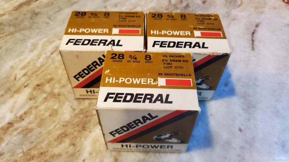 28 Gauge Federal Hi-Power shells 72 count #8 2-3/4" 3/4oz  -img-0