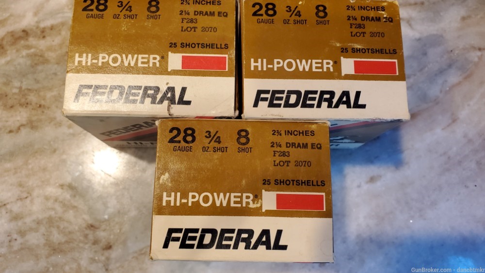 28 Gauge Federal Hi-Power shells 72 count #8 2-3/4" 3/4oz  -img-7