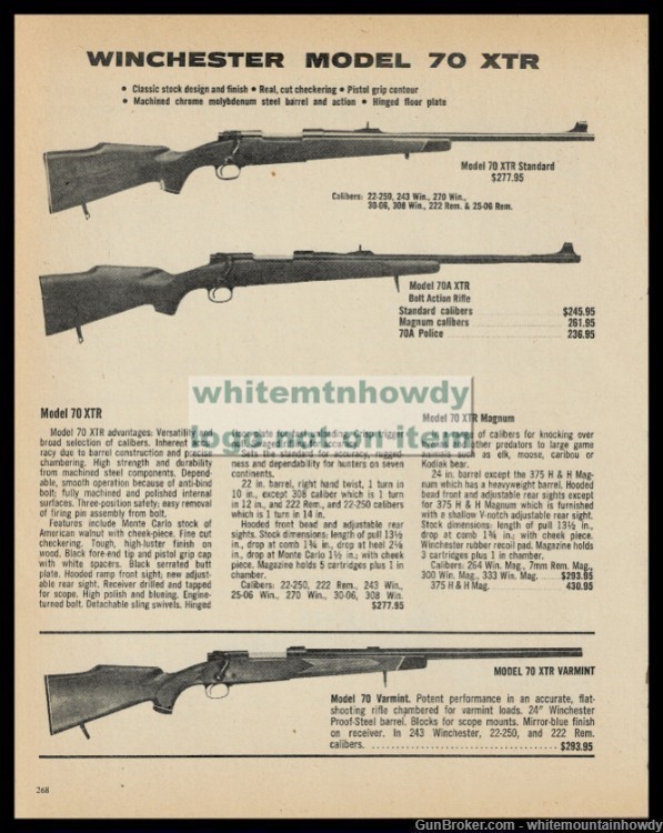1980 WINCHESTER Model 70 XTR Standard, Varmint and 70A XTR Rifle AD-img-0
