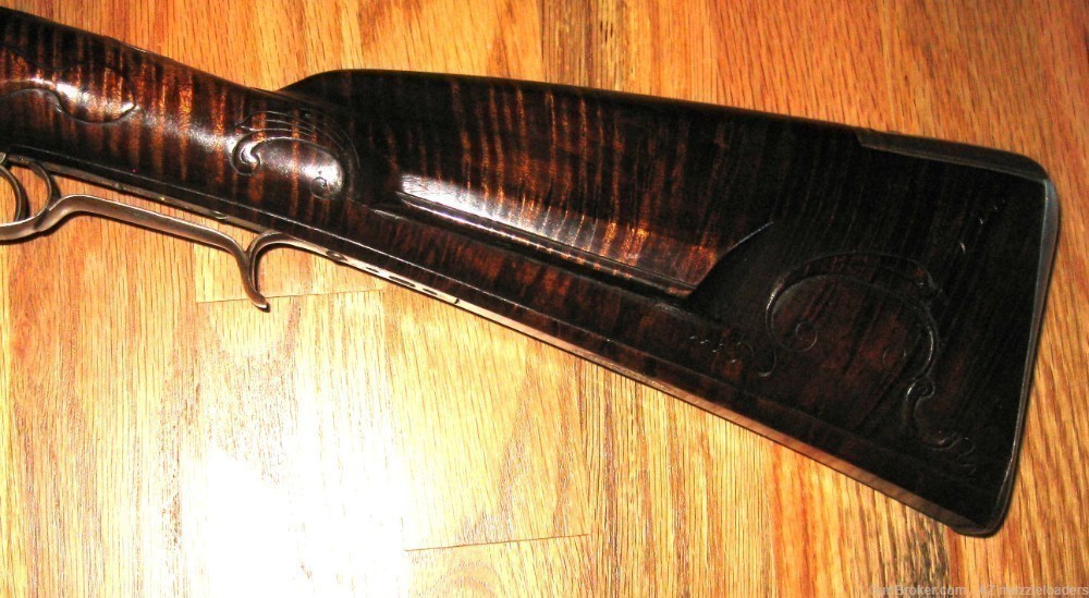 Chuck Edwards Early Flintlock Rifle, 54 Cal, Swamped Barrel, Chamber's Lock-img-6