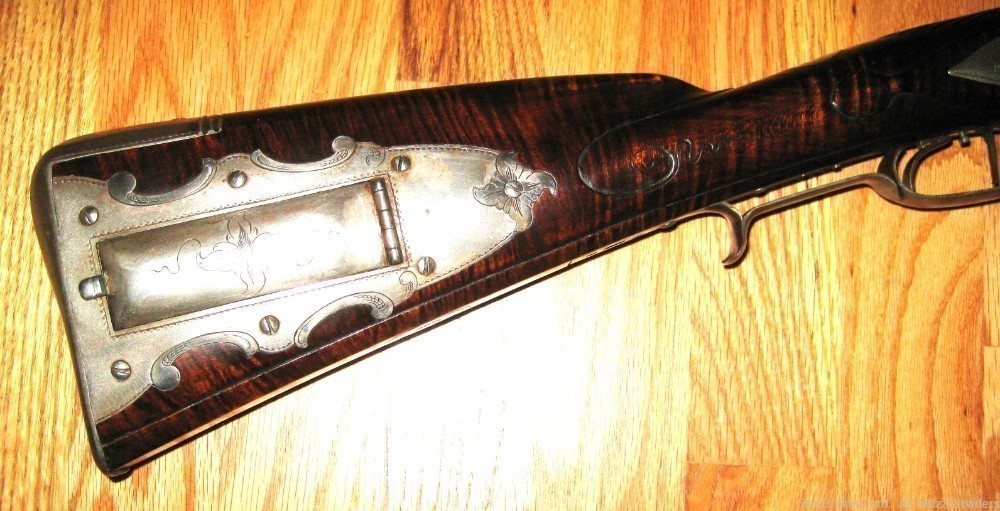 Chuck Edwards Early Flintlock Rifle, 54 Cal, Swamped Barrel, Chamber's Lock-img-1