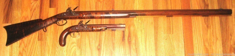 Don King 54 Cal Hawken Pistol and Full Stock Flintlock Rifle, Muzzleloaders-img-0
