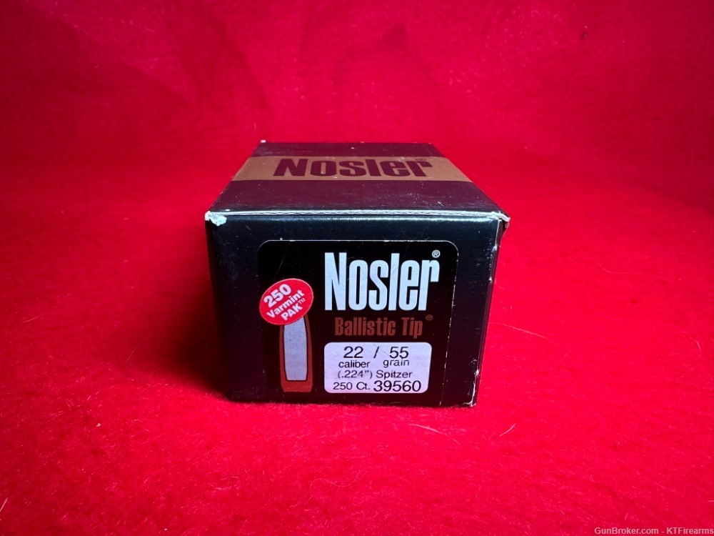 Nosler 22 Caliber (.224") 55 Gr. Spitzer Ballistic Tip Bullets 250 ct 39560-img-1