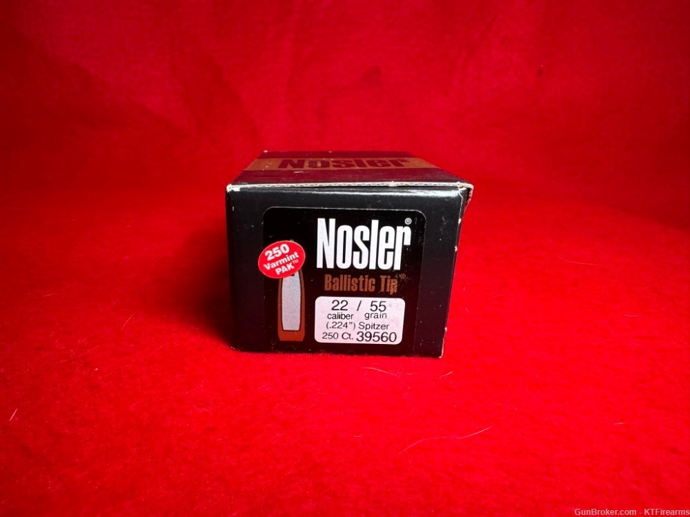 Nosler 22 Caliber (.224") 55 Gr. Spitzer Ballistic Tip Bullets 250 ct 39560-img-1