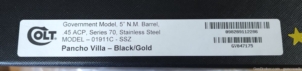 Colt Seattle Engraving Pancho Villa 24K Gold Black Chrome TT 45ACP Layaway-img-22