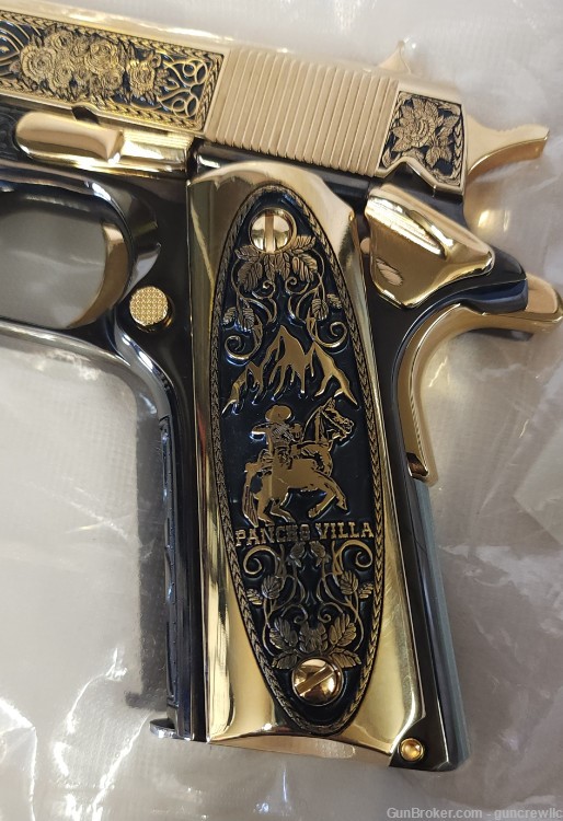 Colt Seattle Engraving Pancho Villa 24K Gold Black Chrome TT 45ACP Layaway-img-6