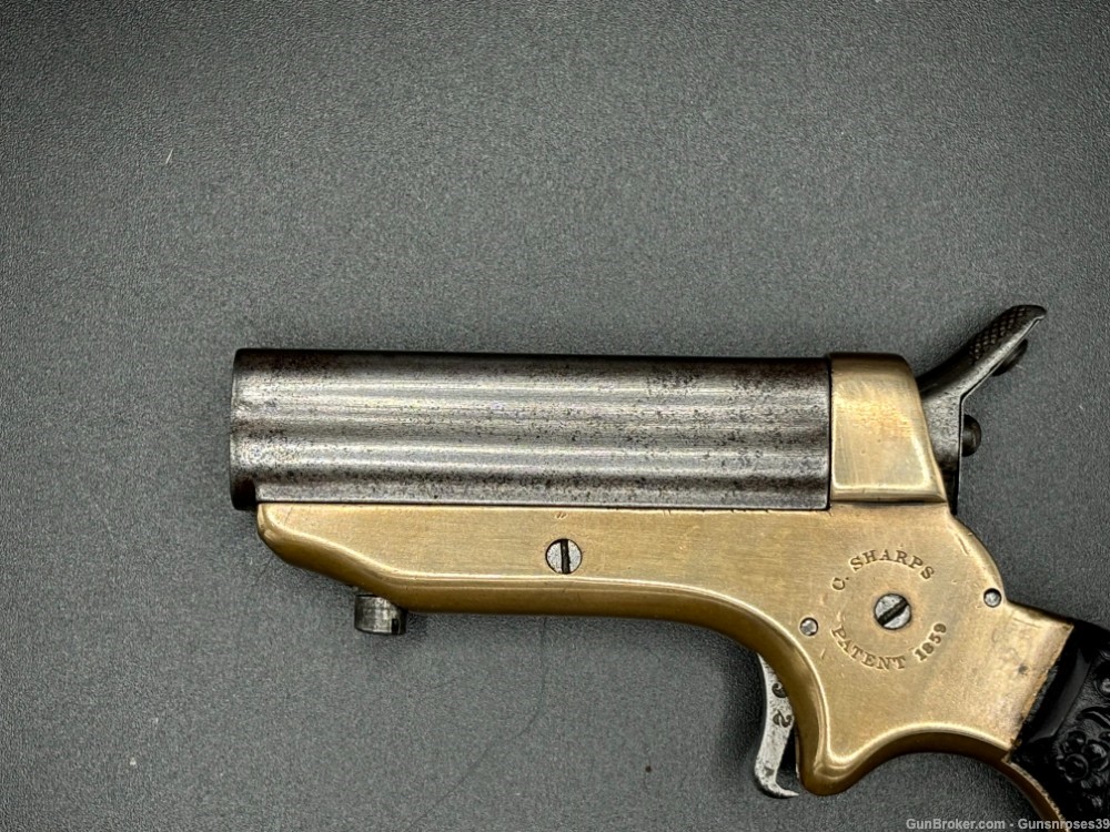 ANTIQUE Rare Sharps 4-Shot pepperbox pistol Model1 in .22 Rimfire-img-1