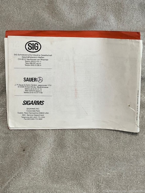 Sig Sauer P226 Factory Instruction Manual Early Printing-img-1