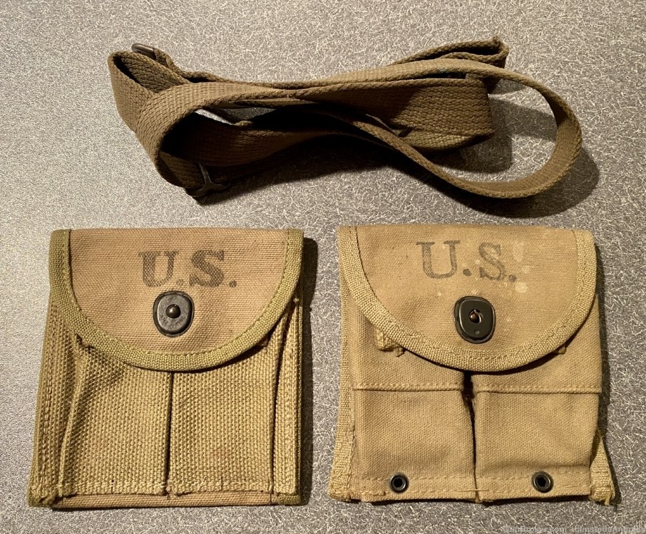 M1 Carbine C-tip sling Stock Pouch and Belt pouch all nice WW2 -img-0