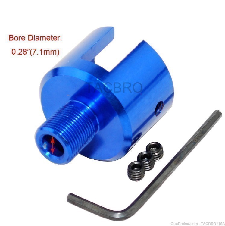 TACBRO Blue Ruger .22 Mark 1,2,3 Bull Barrel 1/2"x28 Muzzle Brake Adapter-img-1