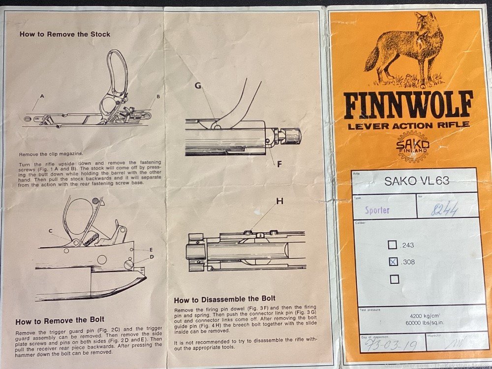 Sako Finnwolf VL 63 308 win. Remarkable condition 1973 -img-21
