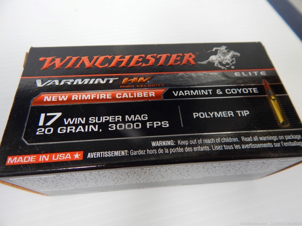 3 boxes 17 WSM Winchester HV 20 grain, 150 rounds-img-2