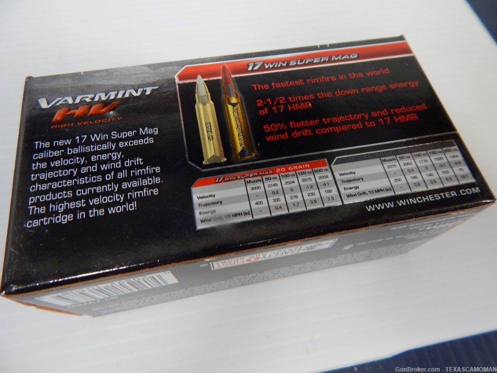 3 boxes 17 WSM Winchester HV 20 grain, 150 rounds-img-3