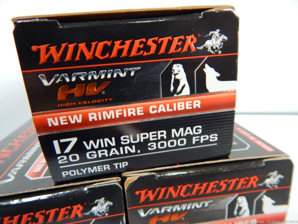 3 boxes 17 WSM Winchester HV 20 grain, 150 rounds-img-1