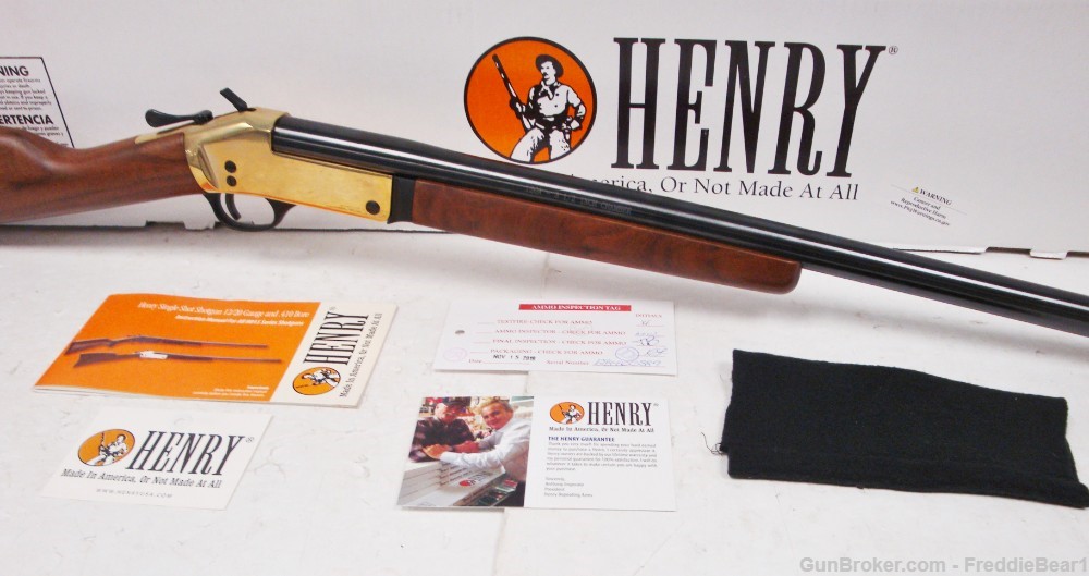 Henry Single Shot 12 GA 28 3.5 Polished Brass Receiver & Walnut Stock - NIB-img-1