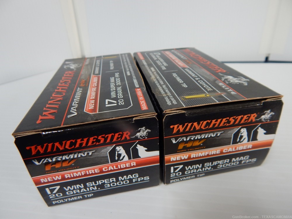2 boxes Winchester 17 WSM, 20 grain,  100 rounds-img-0