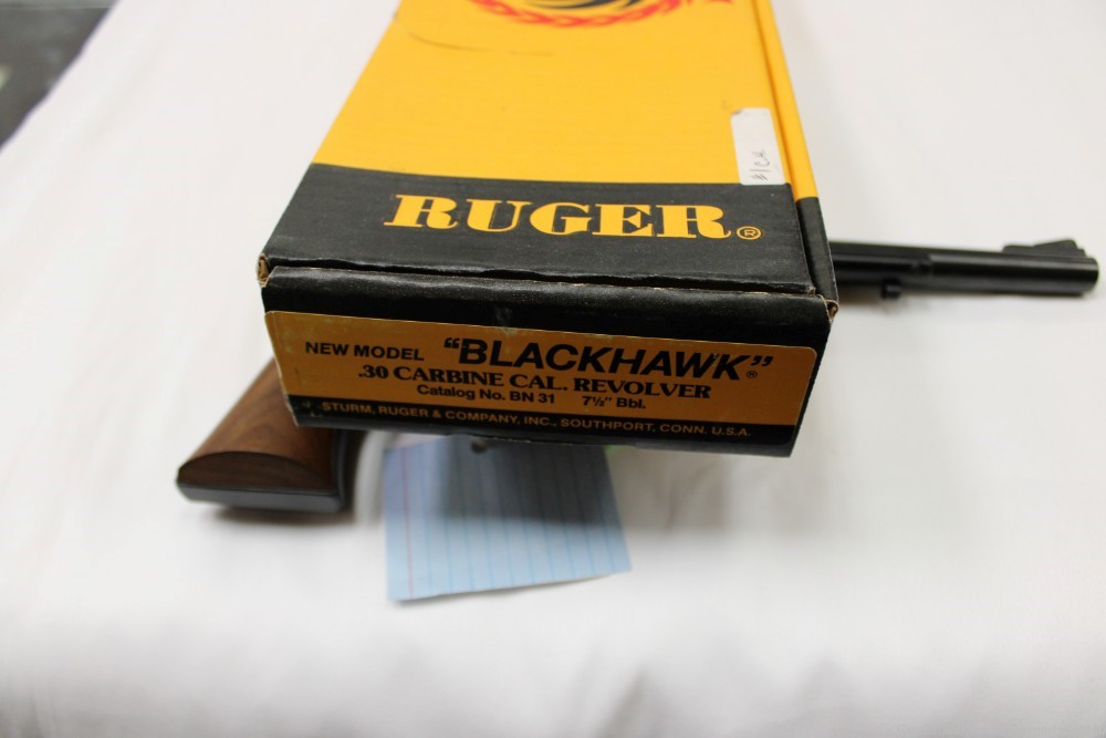 UNFIRED RARE RUGER BLACKHAWK .30 CARBINE WITH ORIGINAL BOX AND PAPERWORK -img-2