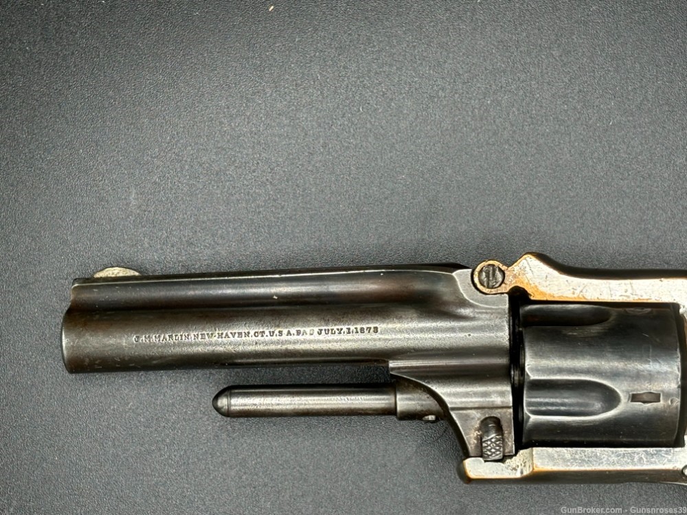 Antique rare J.M. Marlin Model XXX Standard 1872 pocket revolver .22RF -img-6