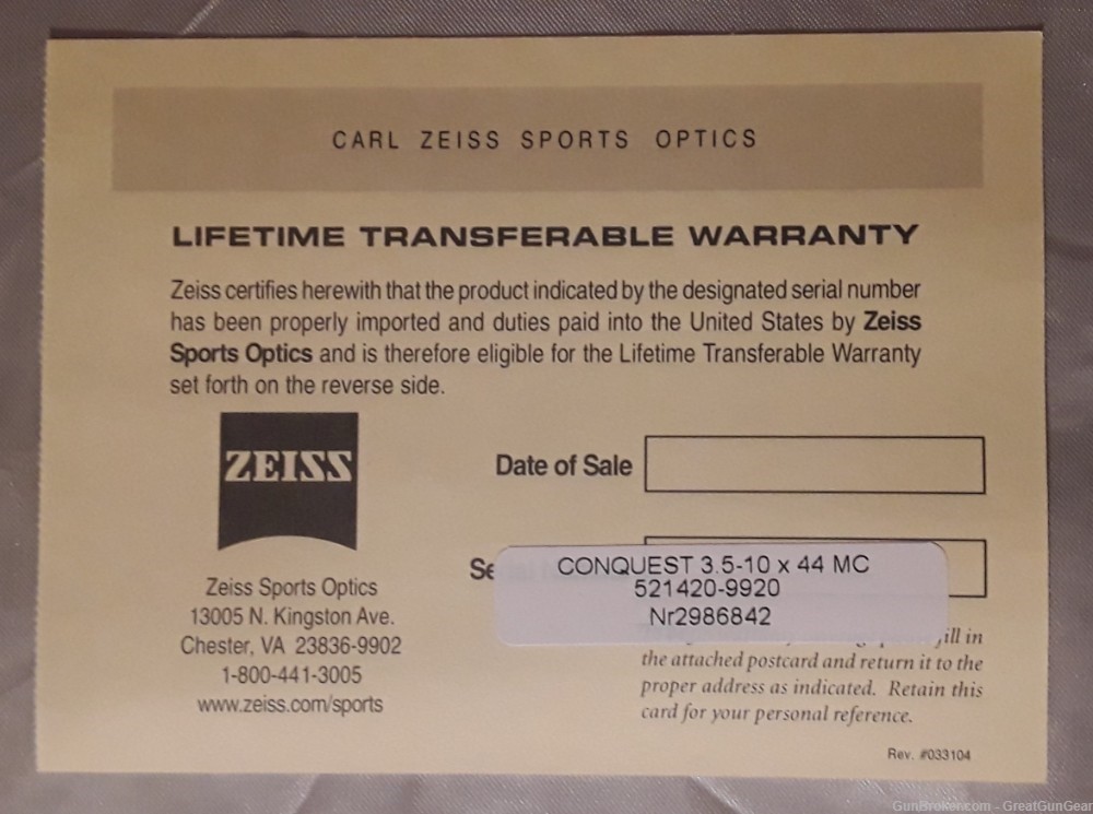 Zeiss Conquest Riflescope Factory Empty Box #2986842 For 3.5 - 10x 44mm MC-img-4