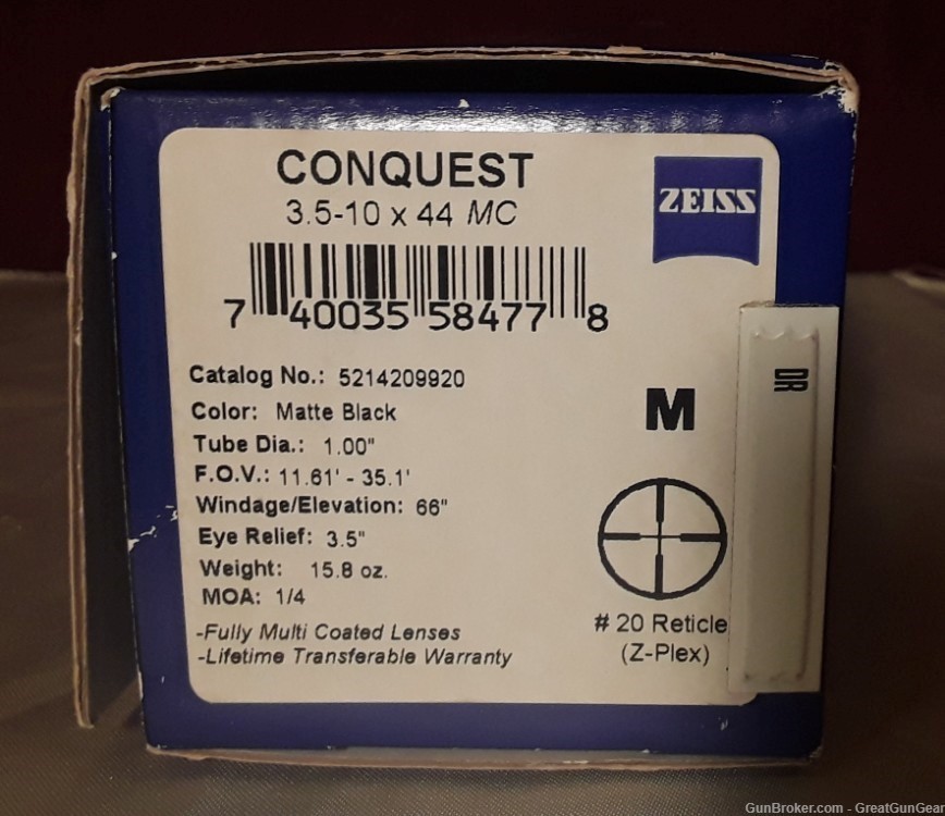 Zeiss Conquest Riflescope Factory Empty Box #2986842 For 3.5 - 10x 44mm MC-img-1