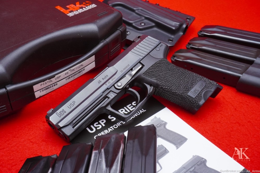 Desired HK USP Tactical .45ACP Semi Auto Pistol In Case With 7 Mags!-img-0