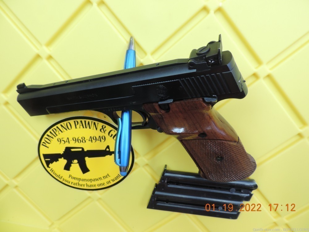 S&W 41 VERY RARE EXTENDABLE FRONT SIGHT 1970 2-MAGS VERY GOOD -img-7