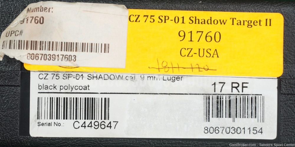 CZ Custom Shop 75 SP01 SP-01 Shadow Target II 9 9mm 4.5" No Reserve-img-28
