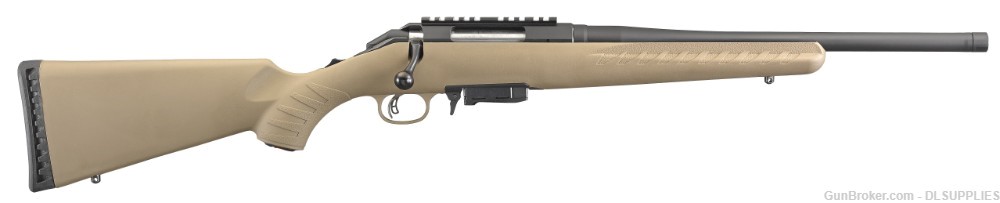 RUGER AMERICAN RANCH MATTE BLACK FINISH FDE STOCK THREADED 16.12" 7.62X39-img-0