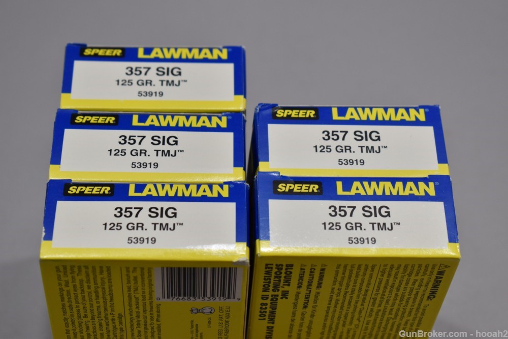 5 Boxes 250 Rds Speer Lawman 357 Sig 125 G TMJ Ammunition -img-2