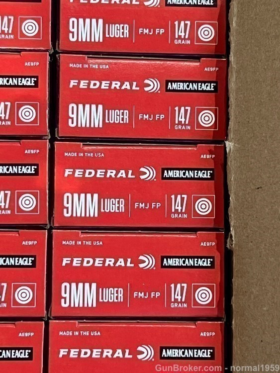 FEDERAL AMERICAN EAGLE 9MM LUGER AMMO 147 GRAIN  FMJ SUBSONIC-img-2