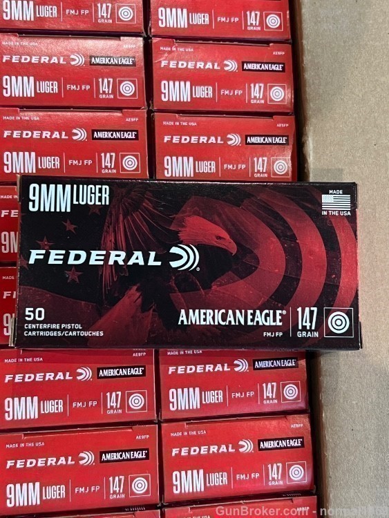 FEDERAL AMERICAN EAGLE 9MM LUGER AMMO 147 GRAIN  FMJ SUBSONIC-img-3