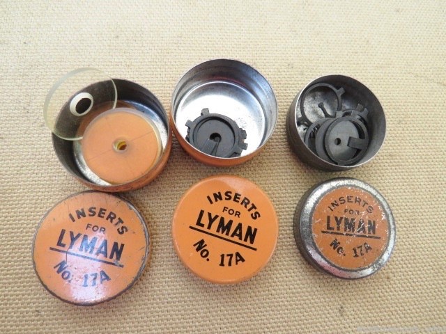 3 Vintage Tin Sets of Lyman 17A Rifle Sight Inserts-img-0