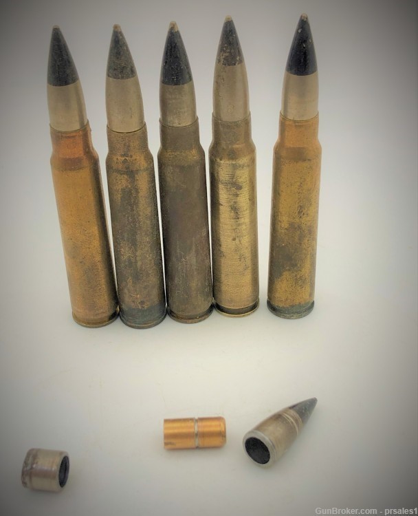 7.65 ARGENTINE Mauser Black Tip Observation Explosive Rounds Rare! 5 count-img-2