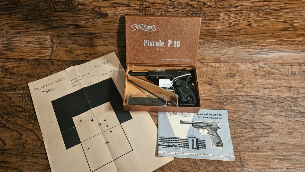 Walther P38 Semi-Auto 9mm UNFIRED Commercial Box, Test Target-img-0