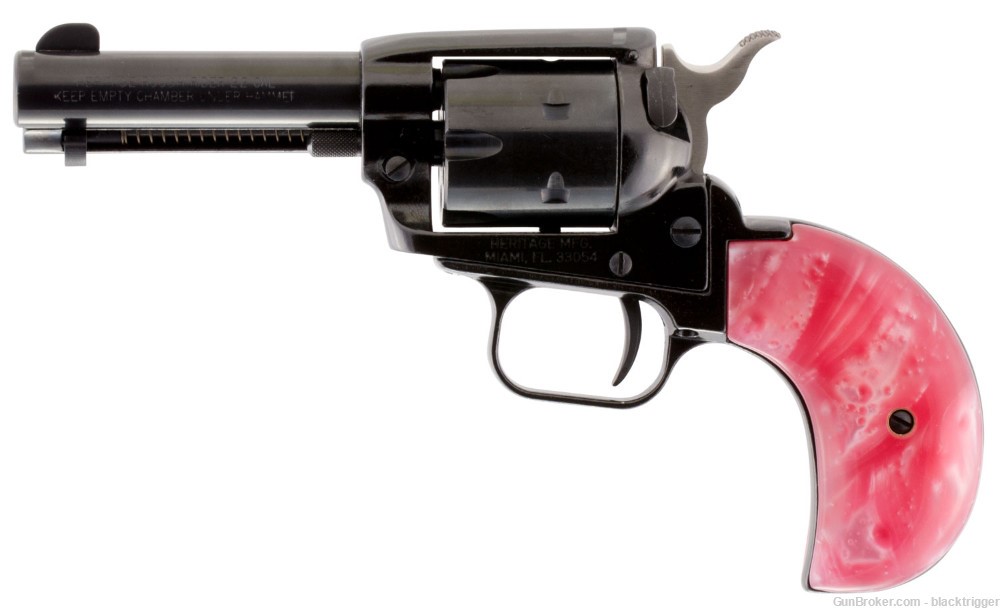 Heritage RR22MB3BHPNK Rough Rider 22LR/22WMR 6 Shot, 3.50" Black Pink Pearl-img-1